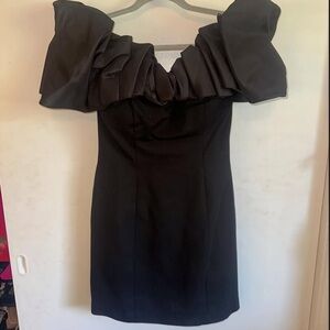 Sherri Hill Black Ruffled Mini Dress